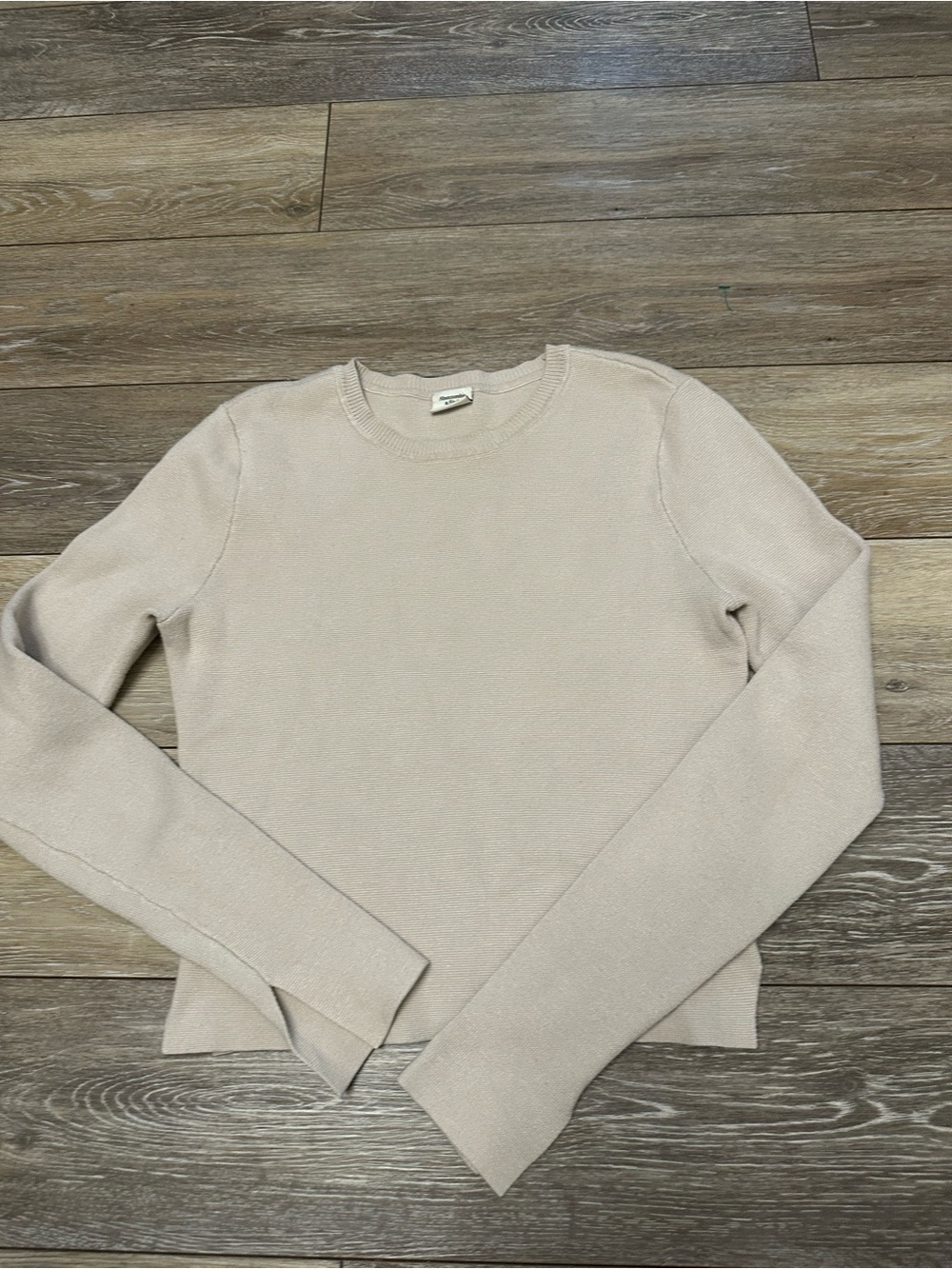 Abercrombie & Fitch Ribbed Crewneck Long Sleeve Cream Pullover Sweater Medium